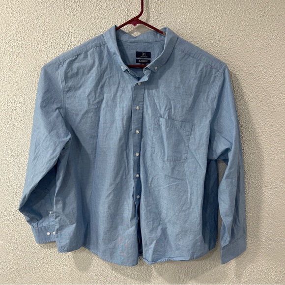 George Men's SIZE 3XL Blue Long Sleeve Denim Look Button-Up Shirt - Picture 1 of 8